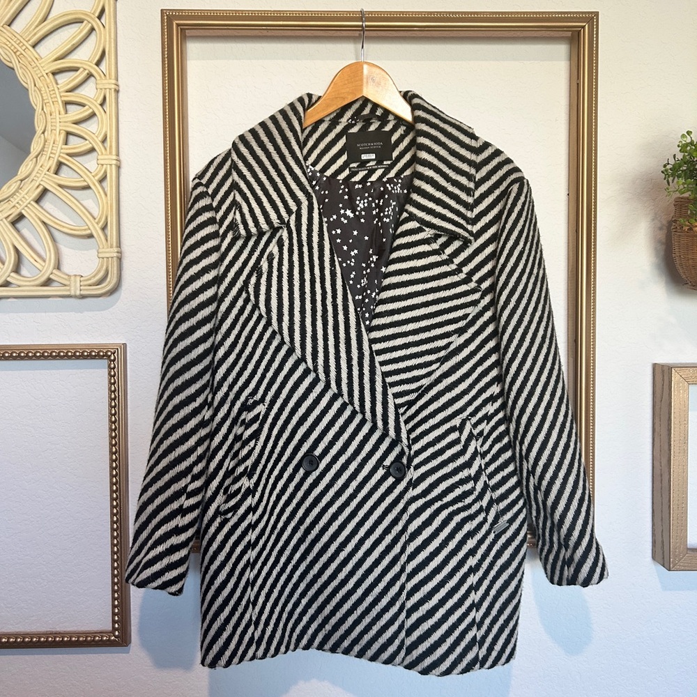 Scotch & Soda Black and White Striped Blazer
